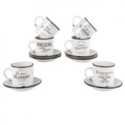 Maisons Du Monde Bols, Tasses Et Mugs 6 Tasses Et Soucoupes En Porcelaine Avec Support -Bols, tasses et mugs Soldes Magasin 6 tasses et soucoupes en porcelaine avec support 1000 3 21 178945 6