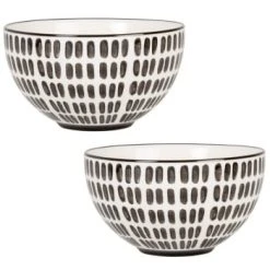 Maisons Du Monde Bols, Tasses Et Mugs Bol En Grès Blanc Motifs Traits Noirs - Lot De 2 -Bols, tasses et mugs Soldes Magasin bol en gres blanc motifs tirets noirs felix 1000 14 6 217716 2