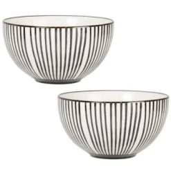 Maisons Du Monde Bols, Tasses Et Mugs Bol En Grès Blanc Motifs Traits Noirs - Lot De 2 -Bols, tasses et mugs Soldes Magasin bol en gres blanc motifs traits noirs felix 1000 13 5 217715 2
