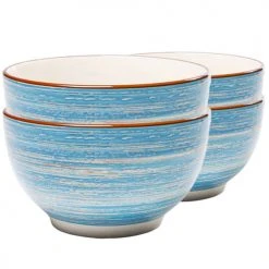 Kare Design Bols, Tasses Et Mugs Bol En Grès Bleu D14 - Lot De 4