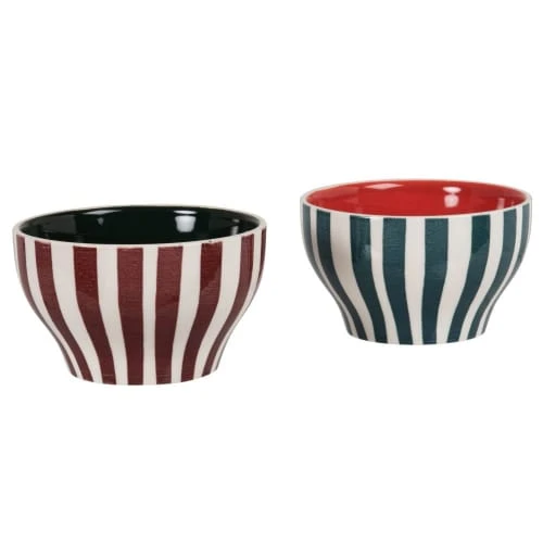 Maisons Du Monde Bols, Tasses Et Mugs Bols En Grès à Rayures Bleues Et Aubergine (X2) 4 Maisons Du Monde Bols, Tasses Et Mugs Bols En Grès à Rayures Bleues Et Aubergine (X2) – Image 2