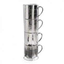 Maisons Du Monde Mugs Et Tasses De Noël Coffret 4 Mugs En Porcelaine + Support Argentés