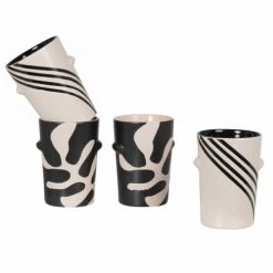 Maisons Du Monde Bols, Tasses Et Mugs Coffret 4 Tasses En Grès Beige Et Rouge -Bols, tasses et mugs Soldes Magasin coffret 4 tasses en gres beige et rouge 1000 7 27 228725 2