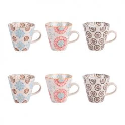 Table Passion Bols, Tasses Et Mugs Coffret 6 Tasses 17 Cl En Grès Multicolore