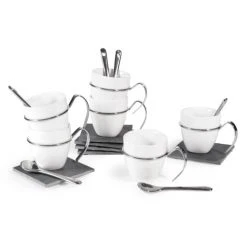 Maisons Du Monde Bols, Tasses Et Mugs Coffret 6 Tasses à Café En Porcelaine Avec Soucoupes + Cuillères -Bols, tasses et mugs Soldes Magasin coffret 6 tasses a cafe en porcelaine avec soucoupes cuilleres 1000 2 23 114208 6
