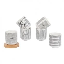 Maisons Du Monde Vaisselle De Noël Coffret 6 Tasses En Porcelaine Et Soucoupes En Bambou -Bols, tasses et mugs Soldes Magasin coffret 6 tasses en porcelaine et soucoupes en bambou 1000 7 13 196034 3