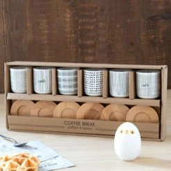 Bols, tasses et mugs Soldes Magasin -Bols, tasses et mugs Soldes Magasin coffret 6 tasses en porcelaine et soucoupes en bambou 1000 7 13 196034 4