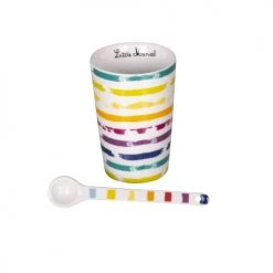 Little Marcel Bols, Tasses Et Mugs Coffret De 6 Gobelets Avec Cuillères 15 Cl Multicolore En Porcelaine