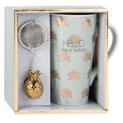 Maisons Du Monde Bols, Tasses Et Mugs Coffret Tasse Avec Infuseur à Thé En Porcelaine Motifs Dorés - Lot De 2 -Bols, tasses et mugs Soldes Magasin coffret tasse avec infuseur a the en porcelaine motifs dores 1000 9 13 176928 5