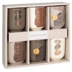 Maisons Du Monde Bols, Tasses Et Mugs Coffret Tasses En Grès Motifs Graphiques Multicolores (x6)