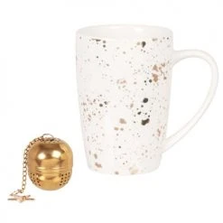 Maisons Du Monde Bols, Tasses Et Mugs Coffret Tisanière En Grès Blanc à Taches Dorées Et Métal -Bols, tasses et mugs Soldes Magasin coffret tisaniere en gres blanc a taches dorees et metal 1000 14 2 228987 2