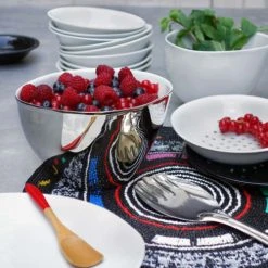 Tsé & Tsé Associées Bols, Tasses Et Mugs Grand Bol Porcelaine Blanc Brillant Et Platine D16cm -Bols, tasses et mugs Soldes Magasin grand bol porcelaine blanc brillant et platine d16cm 1