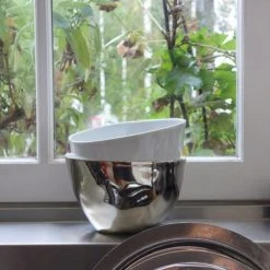 Tsé & Tsé Associées Bols, Tasses Et Mugs Grand Bol Porcelaine Blanc Brillant Et Platine D16cm -Bols, tasses et mugs Soldes Magasin grand bol porcelaine blanc brillant et platine d16cm 4