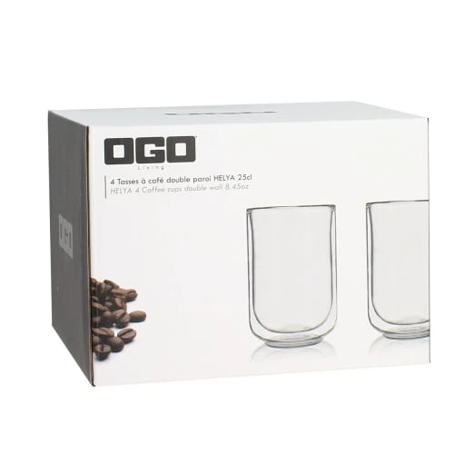 OGO Living Bols, Tasses Et Mugs Lot De 4 Tasses Café En Verre Double Paroi 25 Cl 4 OGO Living Bols, Tasses Et Mugs Lot De 4 Tasses Café En Verre Double Paroi 25 Cl – Image 2