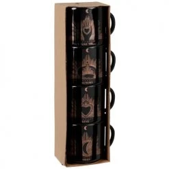 Maisons Du Monde Bols, Tasses Et Mugs Lot De 4 Tasses En Grès Noir Et Doré -Bols, tasses et mugs Soldes Magasin lot de 4 tasses en gres noir et dore 1000 12 4 228866 2