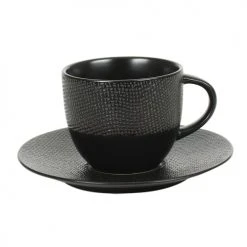 Table Passion Bols, Tasses Et Mugs Lot De 6 - Tasse à Thé Et Sous-tasse 22 Cl En Grès Noir