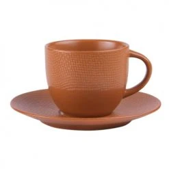 Table Passion Bols, Tasses Et Mugs Lot De 6 - Tasse à Thé Et Sous-tasse Terra 22 Cl En Grès Orange