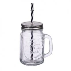 Trend'up Bols, Tasses Et Mugs Mug Avec Paille Réutilisable 45 Cl En Verre Transparent