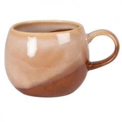 Maisons Du Monde Bols, Tasses Et Mugs Mug Boule En Grès Marron Brillant Et Beige - Lot De 2 -Bols, tasses et mugs Soldes Magasin mug boule en gres marron brillant et beige 1000 7 34 211963 1
