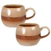 Maisons Du Monde Bols, Tasses Et Mugs Mug Boule En Grès Marron Brillant Et Beige Motifs Traits - Lot De 2 -Bols, tasses et mugs Soldes Magasin mug boule en gres marron brillant et beige motifs traits 1000 6 33 211962 2