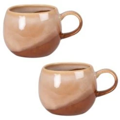 Maisons Du Monde Bols, Tasses Et Mugs Mug Boule En Grès Marron Brillant Et Beige - Lot De 2 -Bols, tasses et mugs Soldes Magasin mug boule en gres marron brillant et beige zonza 1000 7 34 211963 4 1