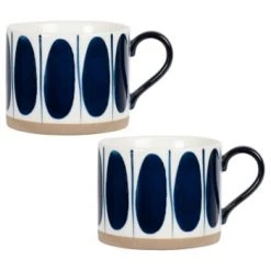 Maisons Du Monde Bols, Tasses Et Mugs Mug En Faïence Blanche Motifs Ovales Bleus - Lot De 2 -Bols, tasses et mugs Soldes Magasin mug en faience blanche motifs ovales bleus yukon 1000 4 35 207659 5 1