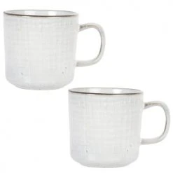 Maisons Du Monde Vaisselle De Noël Mug En Faïence Gris Clair - Lot De 2
