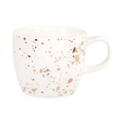 Maisons Du Monde Bols, Tasses Et Mugs Mug En Grès Blanc à Taches Dorées - Lot De 2