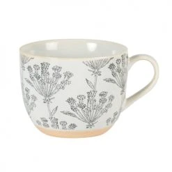 Maisons Du Monde Bols, Tasses Et Mugs Mug En Grès écru à Motifs Bleu Gris - Lot De 2 -Bols, tasses et mugs Soldes Magasin mug en gres ecru a motifs bleu gris 1000 11 40 224105 1