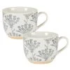 Maisons Du Monde Bols, Tasses Et Mugs Mug En Grès écru à Motifs Bleu Gris - Lot De 2 -Bols, tasses et mugs Soldes Magasin mug en gres ecru a motifs bleu gris 1000 11 40 224105 2