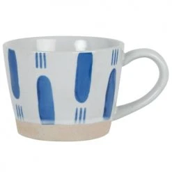 Maisons Du Monde Bols, Tasses Et Mugs Mug En Grès écru Motifs Bleu Marine - Lot De 2 -Bols, tasses et mugs Soldes Magasin mug en gres ecru motifs bleu marine 1000 2 5 222430 1