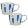 Maisons Du Monde Bols, Tasses Et Mugs Mug En Grès écru Motifs Bleu Marine - Lot De 2 -Bols, tasses et mugs Soldes Magasin mug en gres ecru motifs bleu marine 1000 2 5 222430 2