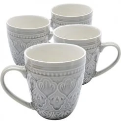 Kare Design Bols, Tasses Et Mugs Mug En Grès Gris - Lot De 4