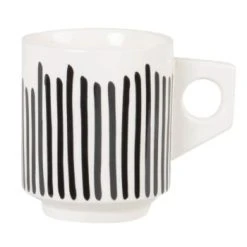 Maisons Du Monde Bols, Tasses Et Mugs Mug En Grès Géométrique Gris Foncé - Lot De 2 -Bols, tasses et mugs Soldes Magasin mug en gres imprime lignes noires lubya 1000 12 28 227455 1