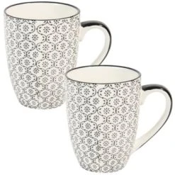 Maisons Du Monde Vaisselle De Noël Mug En Grès Noir Et Blanc Imprimé - Lot De 2 -Bols, tasses et mugs Soldes Magasin mug en gres noir et blanc imprime chiang mai 1000 3 40 154159 2