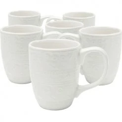 Kare Design Bols, Tasses Et Mugs Mug En Porcelaine Blanche - Lot De 6