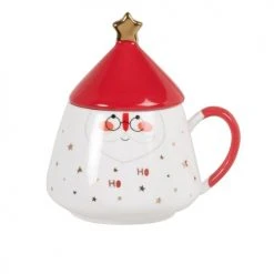 Maisons Du Monde Vaisselle De Noël Mug En Porcelaine Motifs Noël Blancs, Rouges Et Dorés - Lot De 2