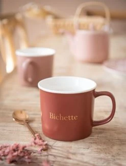 Maisons Du Monde Bols, Tasses Et Mugs Mug En Porcelaine Vieux Rose Imprimée - Lot De 2 -Bols, tasses et mugs Soldes Magasin mug en porcelaine vieux rose imprimee 1000 2 14 208048 2