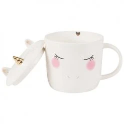 Maisons Du Monde Bols, Tasses Et Mugs Mug Licorne En Faïence Blanche Avec Couvercle - Lot De 2 -Bols, tasses et mugs Soldes Magasin mug licorne en faience blanche avec couvercle 1000 12 21 184275 2
