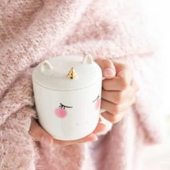 Maisons Du Monde Bols, Tasses Et Mugs Mug Licorne En Faïence Blanche Avec Couvercle - Lot De 2 -Bols, tasses et mugs Soldes Magasin mug licorne en faience blanche avec couvercle 1000 12 21 184275 3