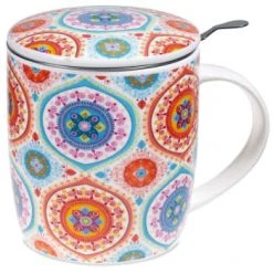 Mani Bhadra Bols, Tasses Et Mugs Mug Mandala Rose Avec Infuseur -Bols, tasses et mugs Soldes Magasin mug mandala en porcelaine avec infuseur