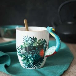 Maisons Du Monde Bols, Tasses Et Mugs Mug Paon En Porcelaine Motifs Feuilles - Lot De 4 -Bols, tasses et mugs Soldes Magasin mug paon en porcelaine motifs feuilles 1000 6 14 184473 3