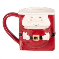 Maisons Du Monde Vaisselle De Noël Mug Père Noël En Faïence Rouge Et Blanche - Lot De 2