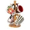 Maisons Du Monde Bols, Tasses Et Mugs Mugs En Grès Multicolore (x4) Et Support Arbre En Bois D'hévéa -Bols, tasses et mugs Soldes Magasin mugs en gres multicolore x4 et support arbre en bois d hevea 1000 14 37 227423 1
