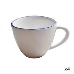 Maison Tilleul Bols, Tasses Et Mugs Set De 4 Tasses Céramique Blanc