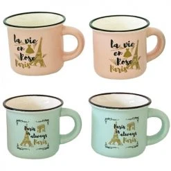Enesco Bols, Tasses Et Mugs Set Expresso 4 Tasses Colorées