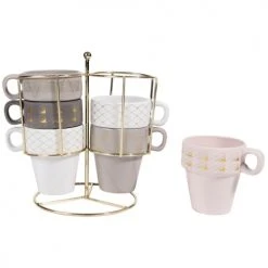 Maisons Du Monde Mugs Et Tasses De Noël Support 6 Tasses à Café En Faïence Colorée -Bols, tasses et mugs Soldes Magasin support 6 tasses a cafe en faience coloree 1000 13 36 163995 6