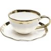 Kare Design Bols, Tasses Et Mugs Tasse Avec Coupelle En Porcelaine Blanche Et Dorée -Bols, tasses et mugs Soldes Magasin tasse avec coupelle en porcelaine blanche et doree