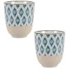 Maisons Du Monde Bols, Tasses Et Mugs Tasse En Faïence Beige Motifs Losanges Bleus - Lot De 2 -Bols, tasses et mugs Soldes Magasin tasse en faience beige motifs losanges bleus 1000 7 26 208019 4