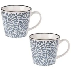 Maisons Du Monde Bols, Tasses Et Mugs Tasse En Grès Imprimé Fleurs Bleues - Lot De 2 -Bols, tasses et mugs Soldes Magasin tasse en gres imprime fleurs bleues ischia 1000 7 11 190169 4
